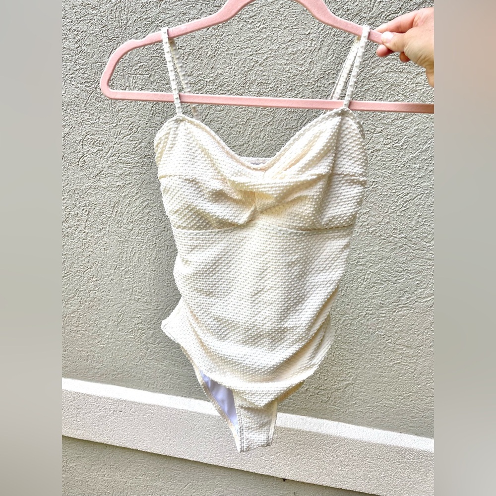 Amazon Women One Piece cream textured Swimsuit